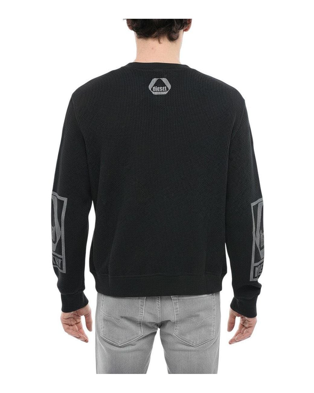 DIESEL Black Crew Neck Sweatshirt for men
