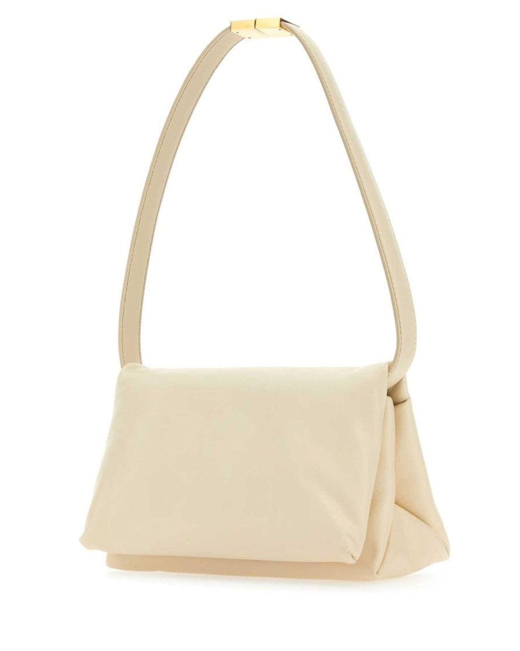 Marni White Ivory Leather Prisma Shoulder Bag
