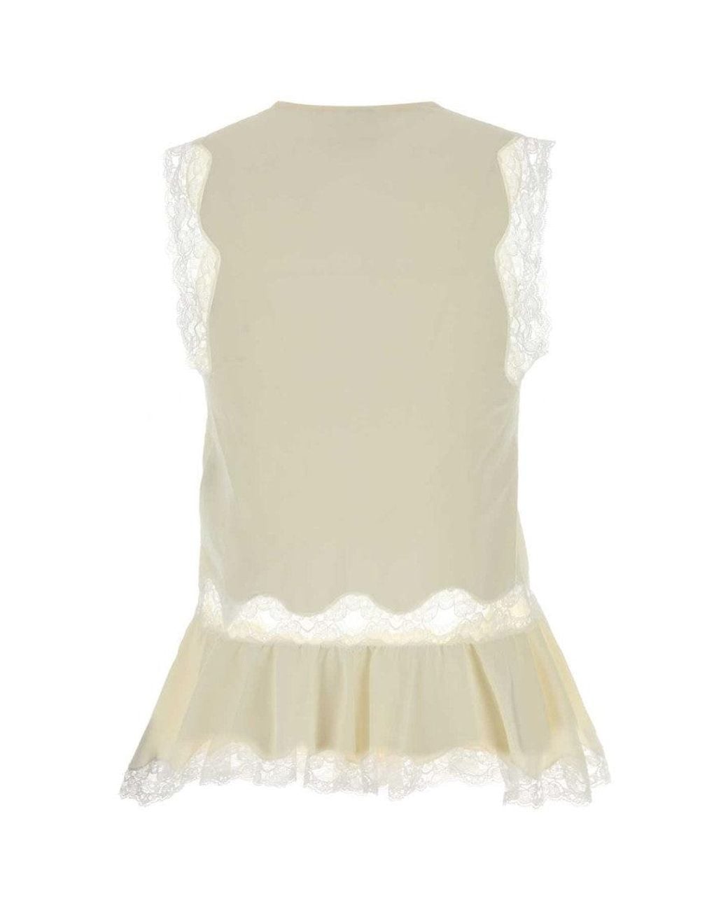 Chloé White Off Lace V Neck Mini Dress