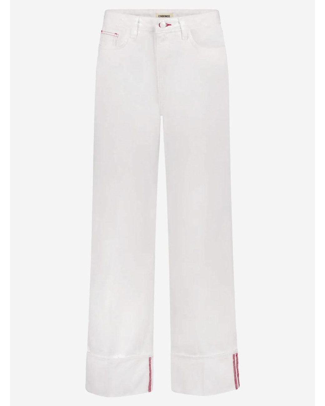 L'Agence White Cotton Jeans