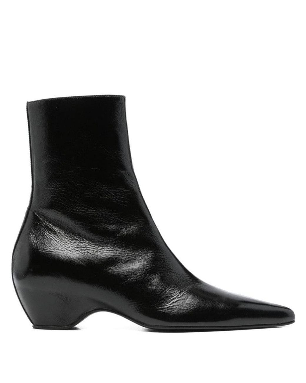 Khaite Black Leather Boots
