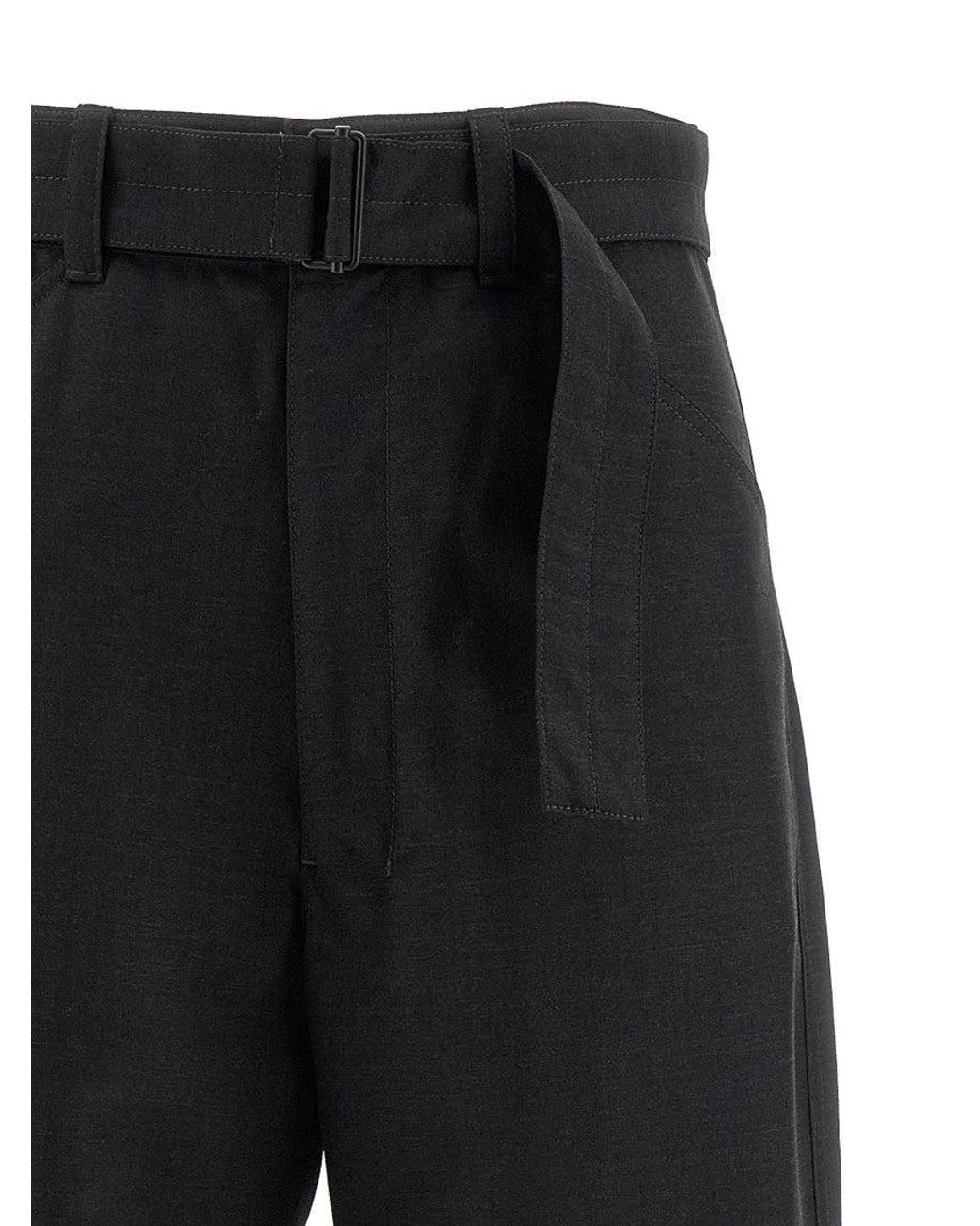 Lemaire Black Curved Tailored Wool Trousers