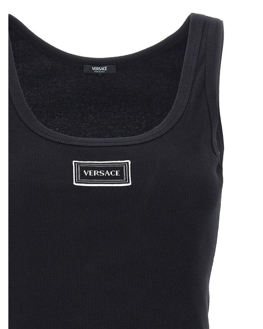 Versace Black Ribbed Sleeveless Top