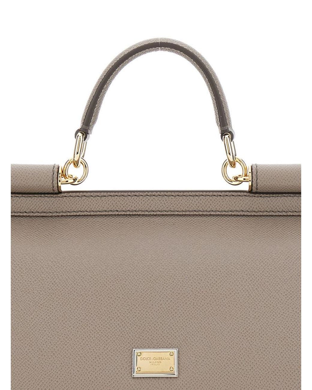 Dolce & Gabbana Metallic Taupe Sicily Large Satchel