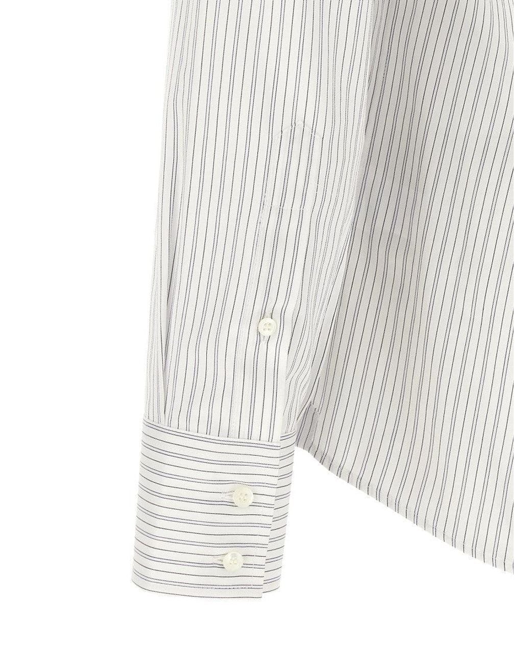 Brunello Cucinelli White Regular Stripes Shirt for men