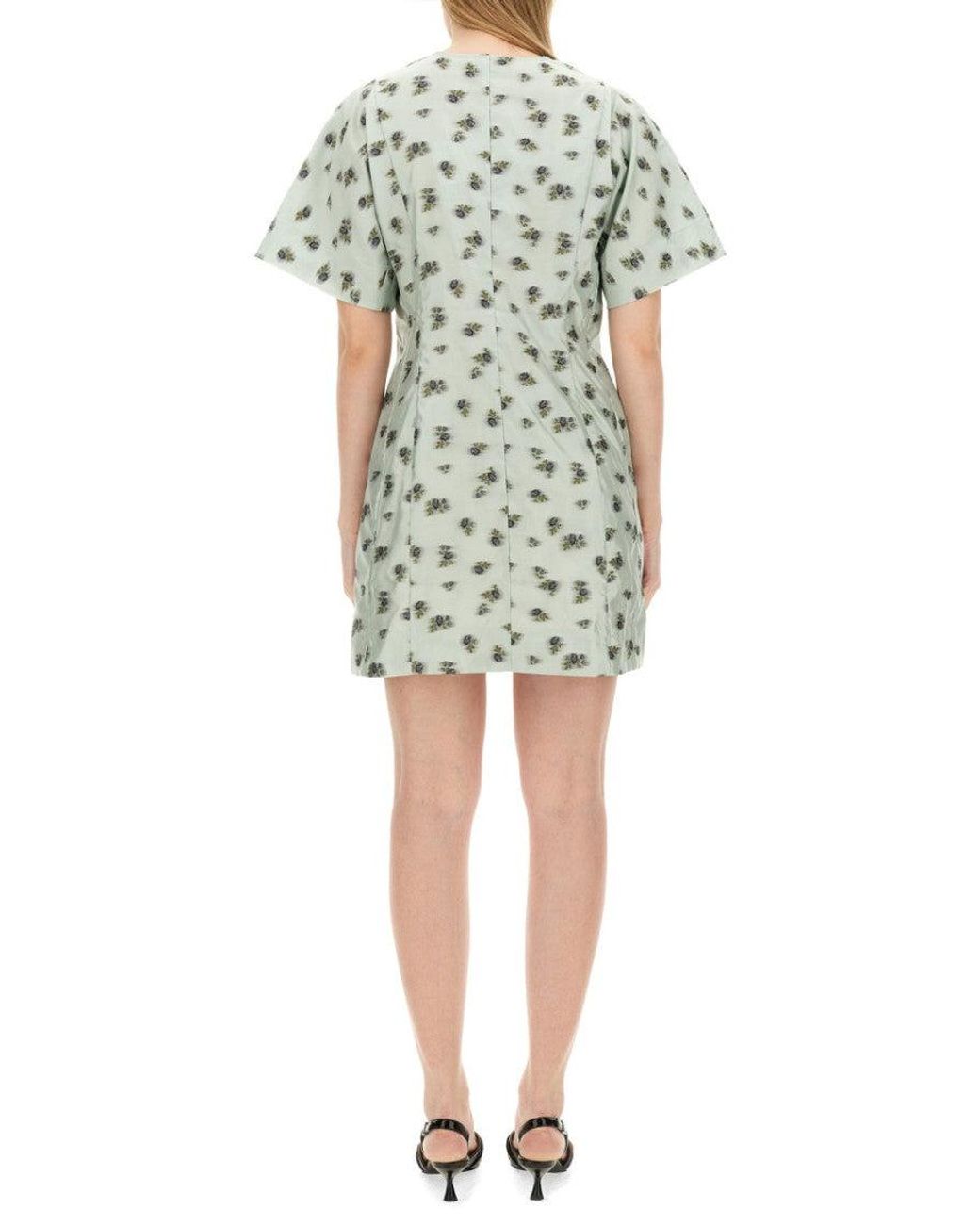 Ganni Green Sustainable Slim Fit Mini Dress