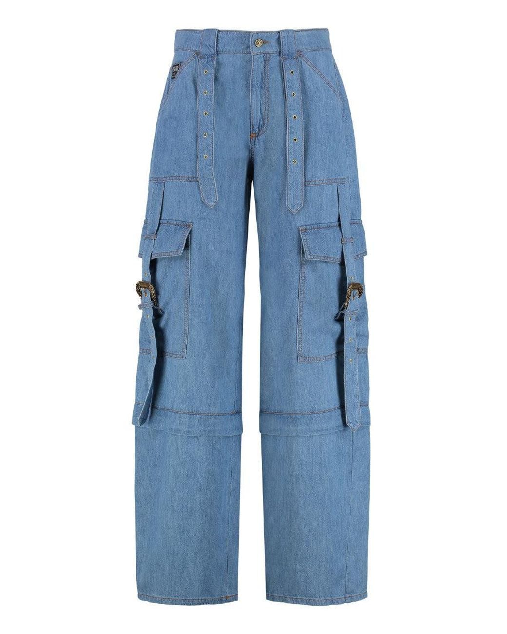 Versace Jeans Couture Blue Light Denim Cargo Jeans