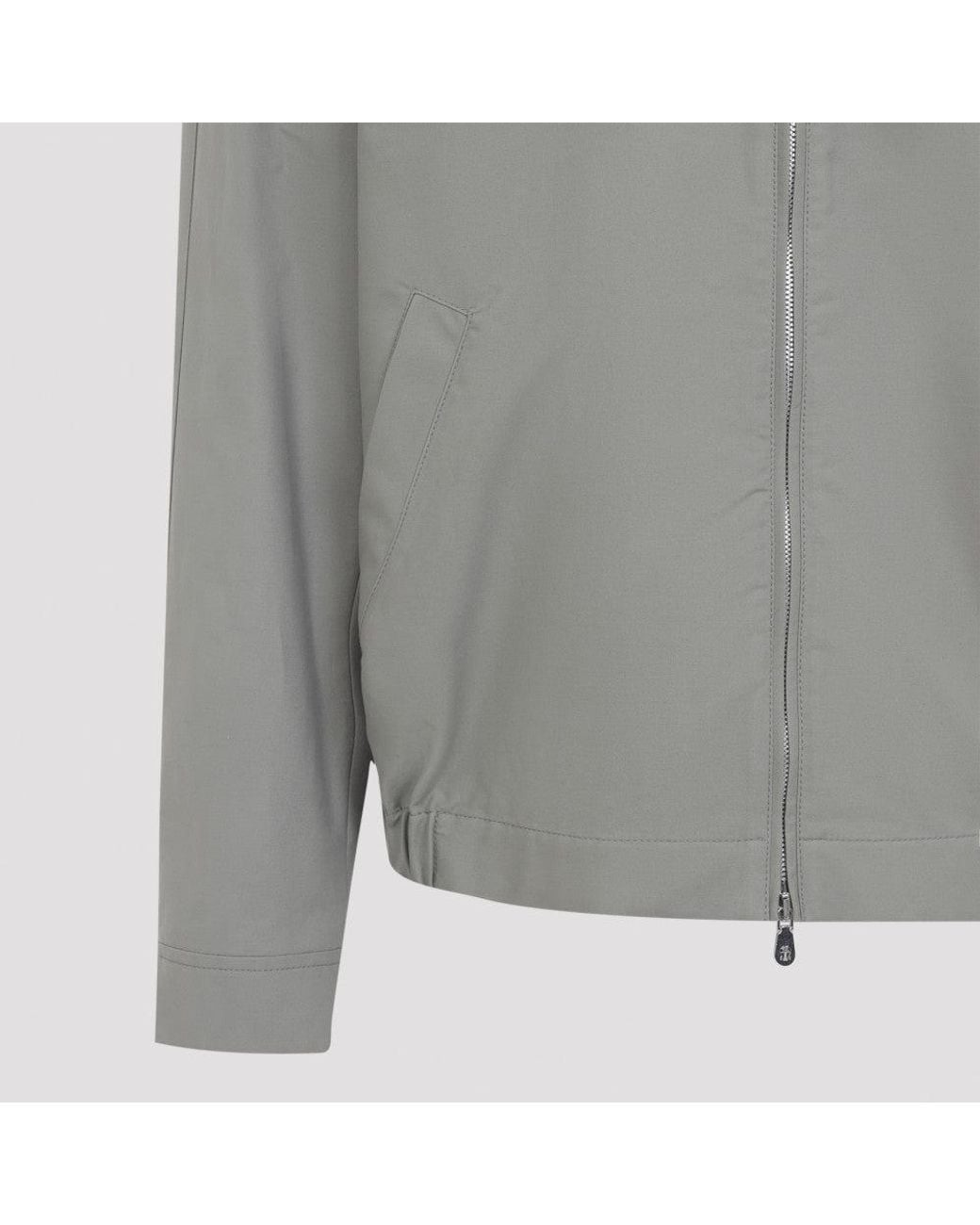 Brunello Cucinelli Gray Khaki Stand Collar Zip Jacket for men