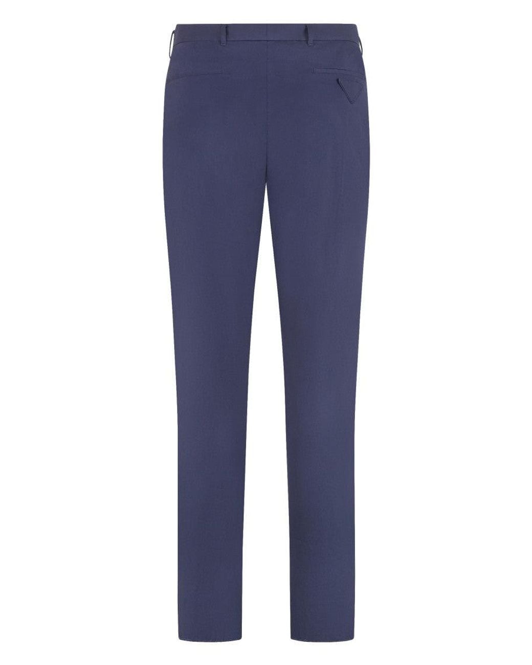 Prada Blue Flat Front Trousers for men