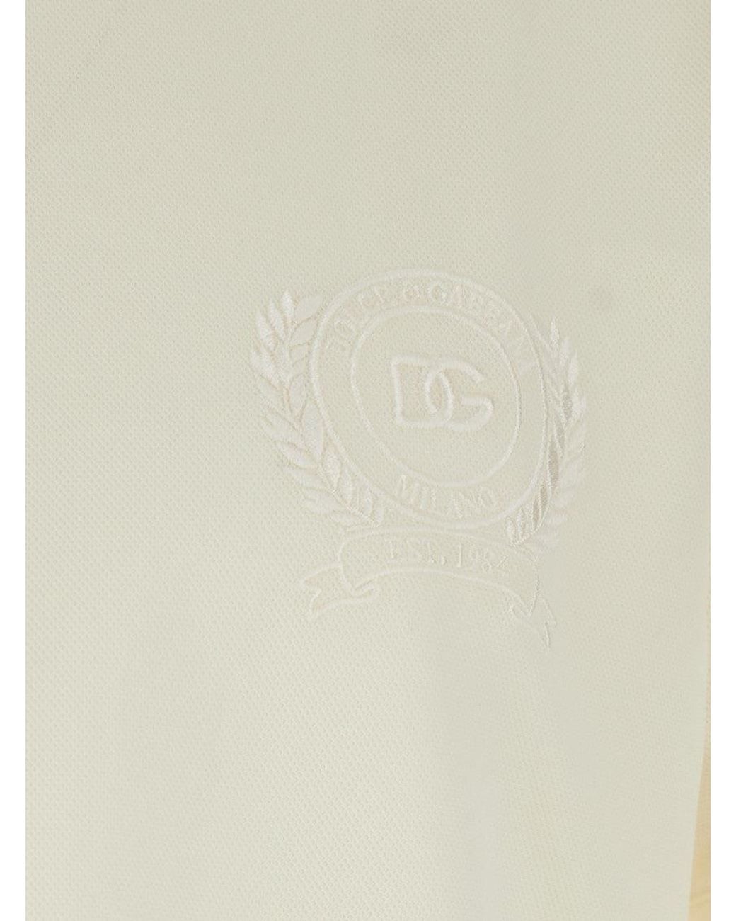 Dolce & Gabbana Natural Crew-Nwck T-Shirt With Logo On Front for men