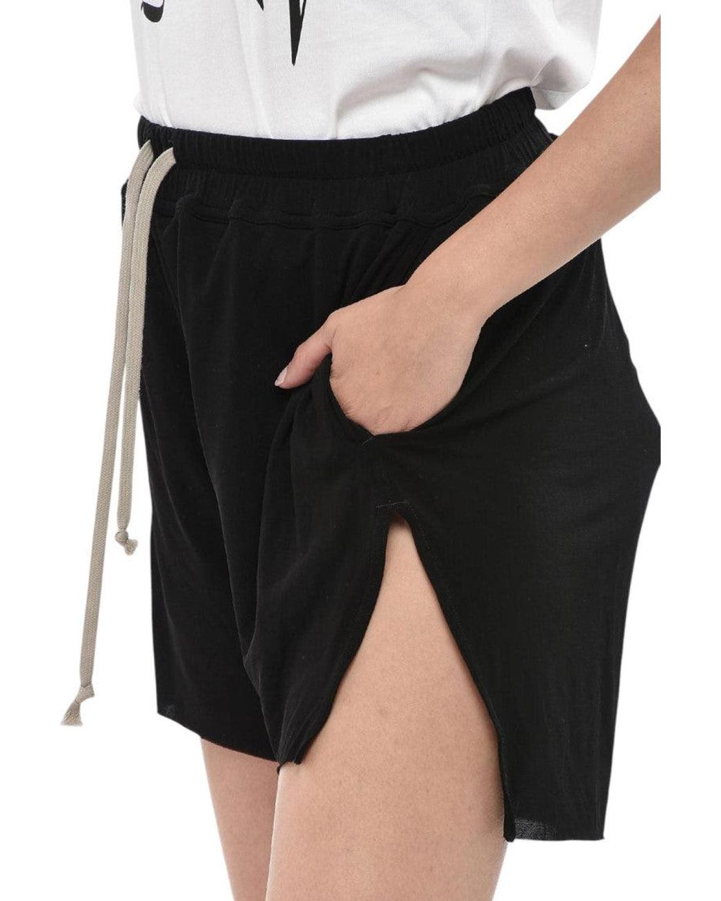 Rick Owens Black Solid Shorts