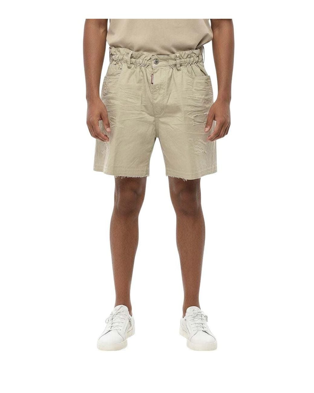 DSquared² Natural Distressed Shorts for men