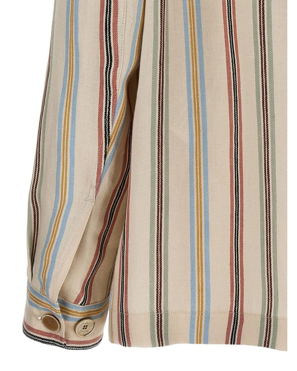 Etro Brown Striped Linen Overshirt for men