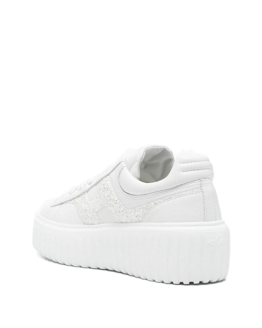 Hogan White H-Stripes Leather Sneakers