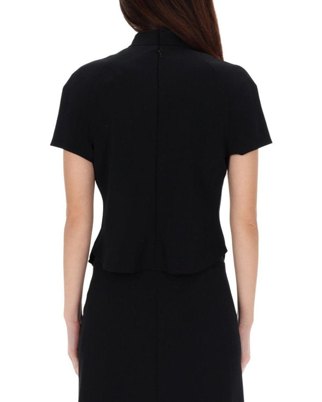 Courreges Black Solid Mock Collar Top