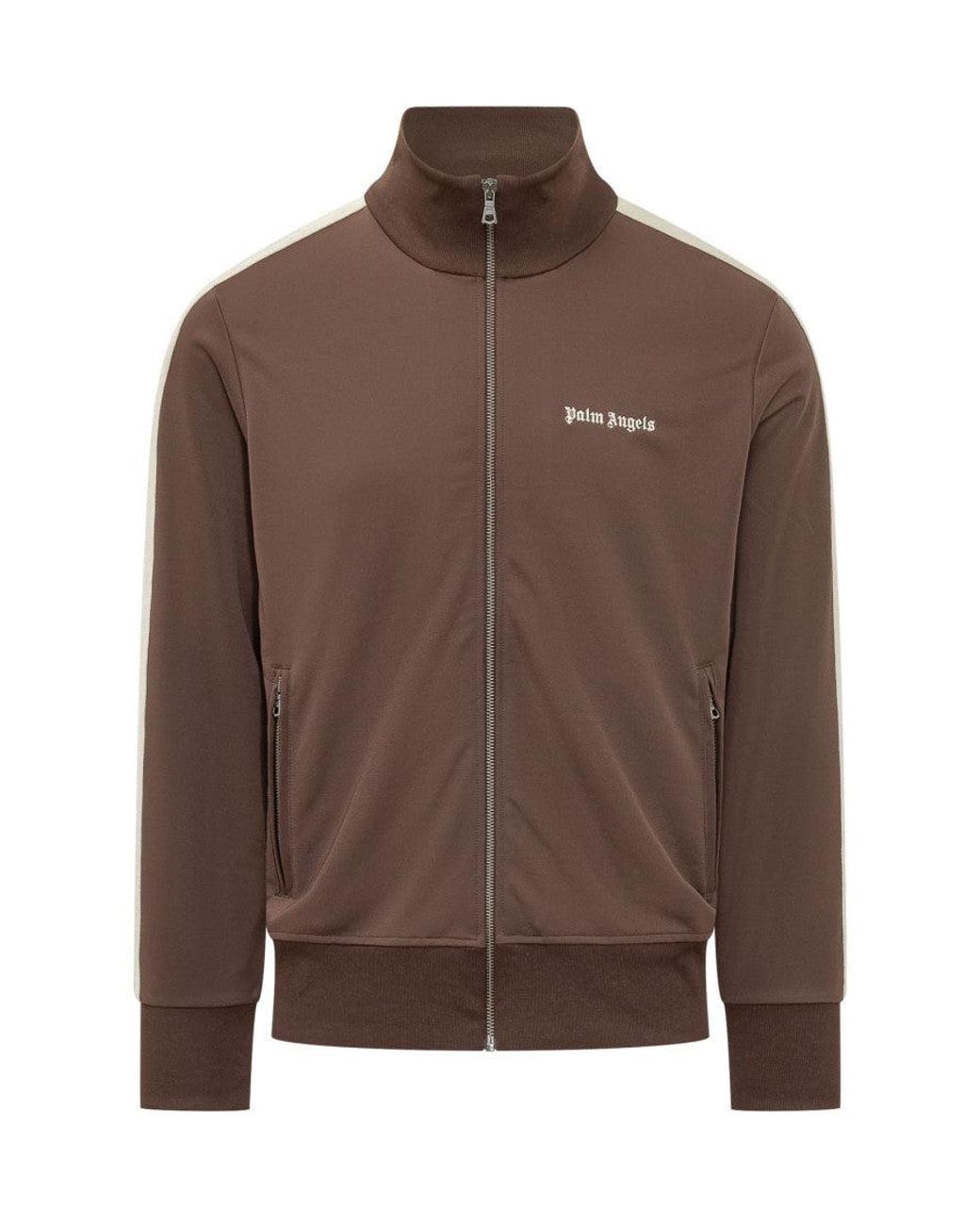 Palm Angels Brown Solid Mock Collar Jacket for men