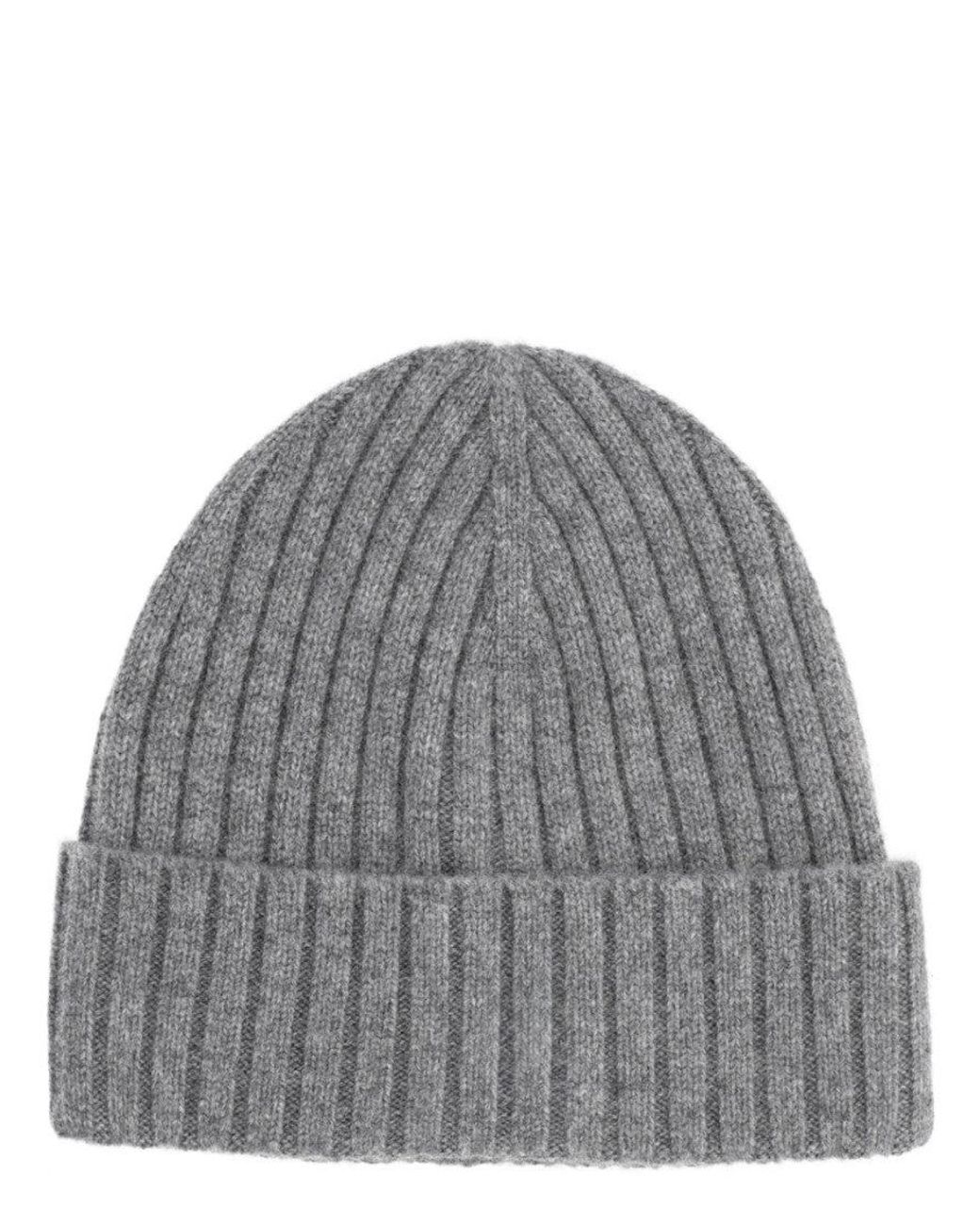 Sporty & Rich Gray Logo Knitted Beanie Hat for men