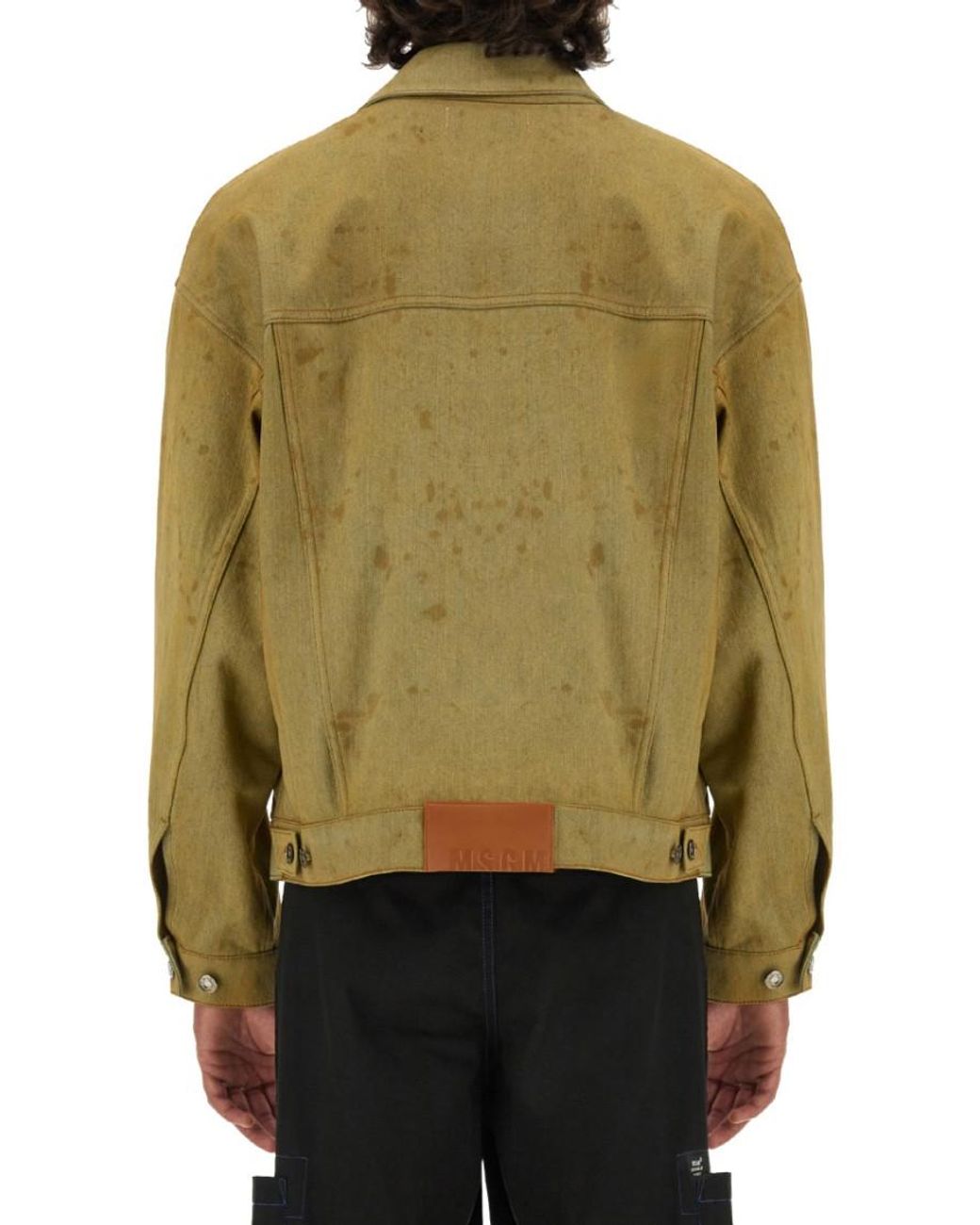 MSGM Green Printed Shirt Collar Jacket for men