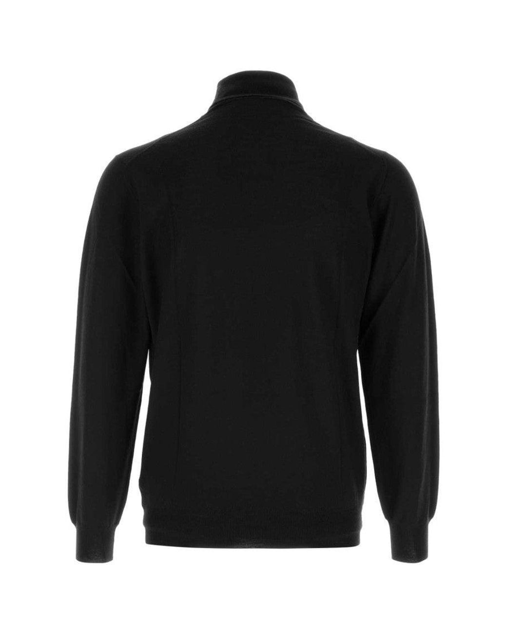 Fedeli Black Turtle Neck Sweater for men