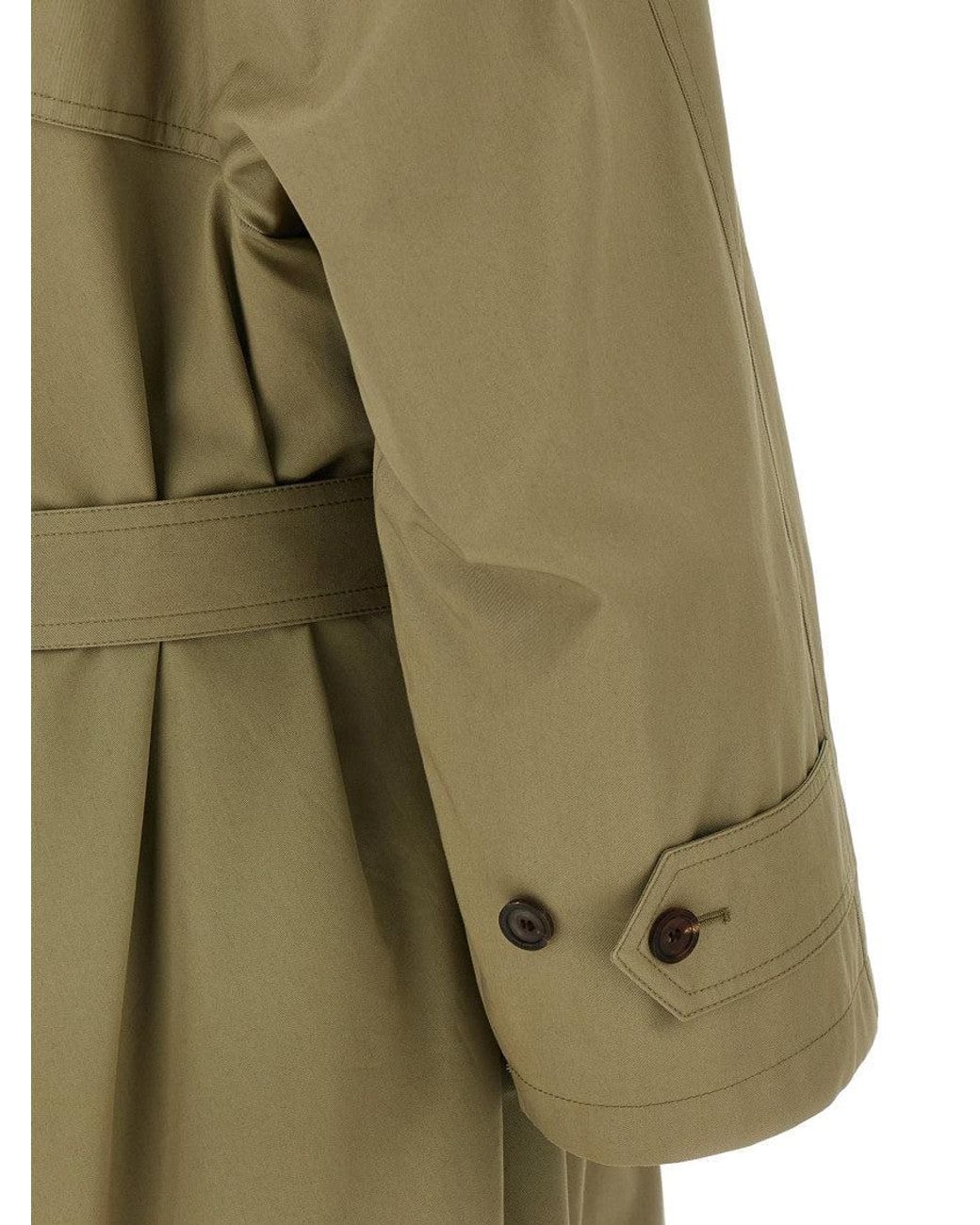 Balenciaga Green Draped Neck Double-Breasted Trench Coat