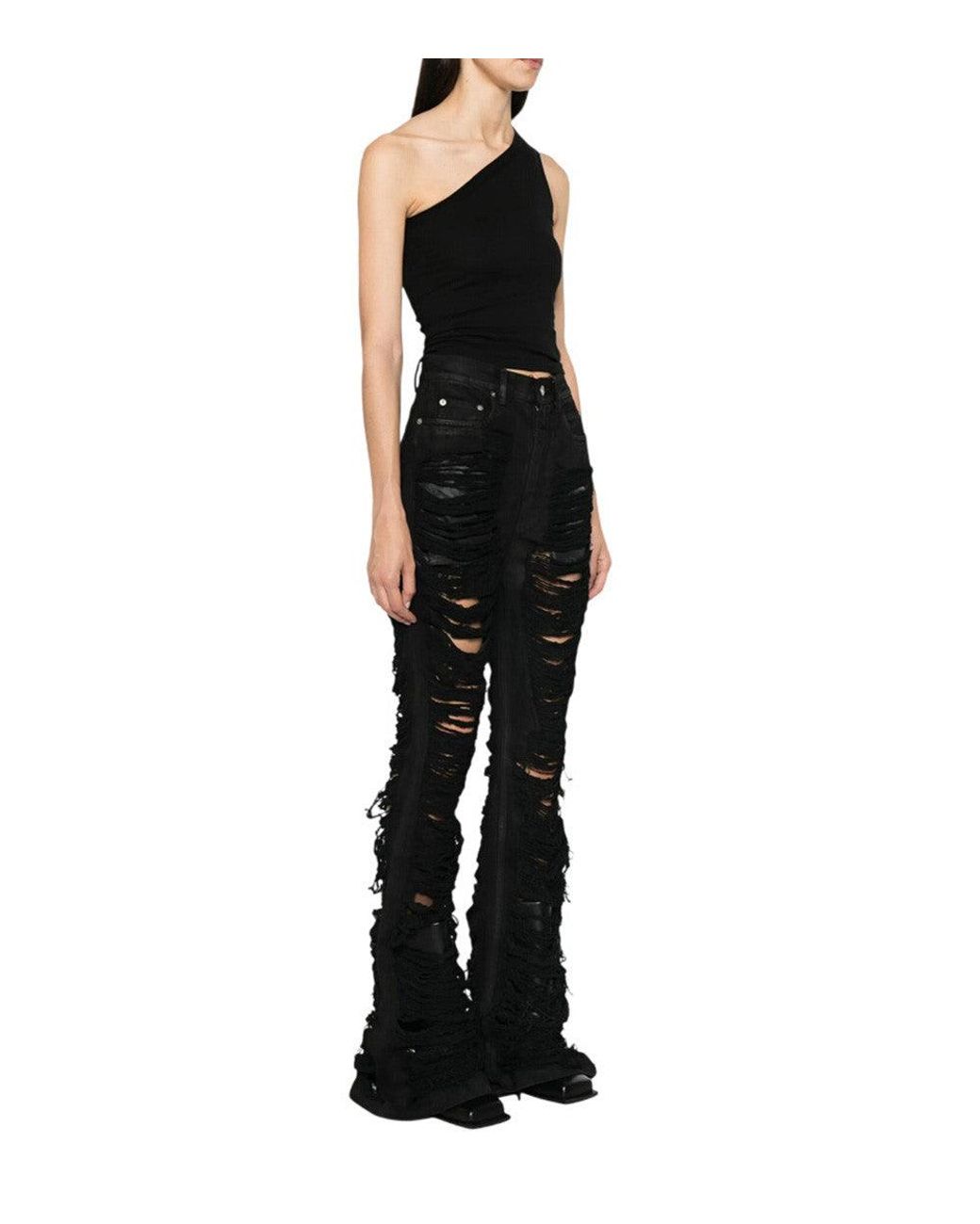 Rick Owens Black One Shoulder Top