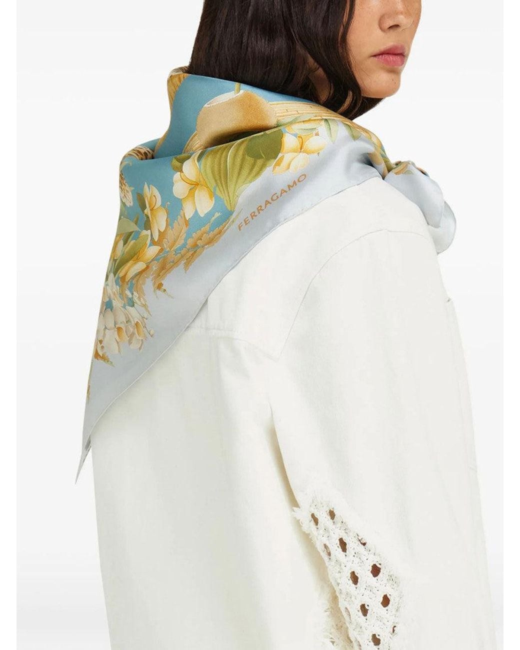Ferragamo Yellow Heritage Printed Scarf