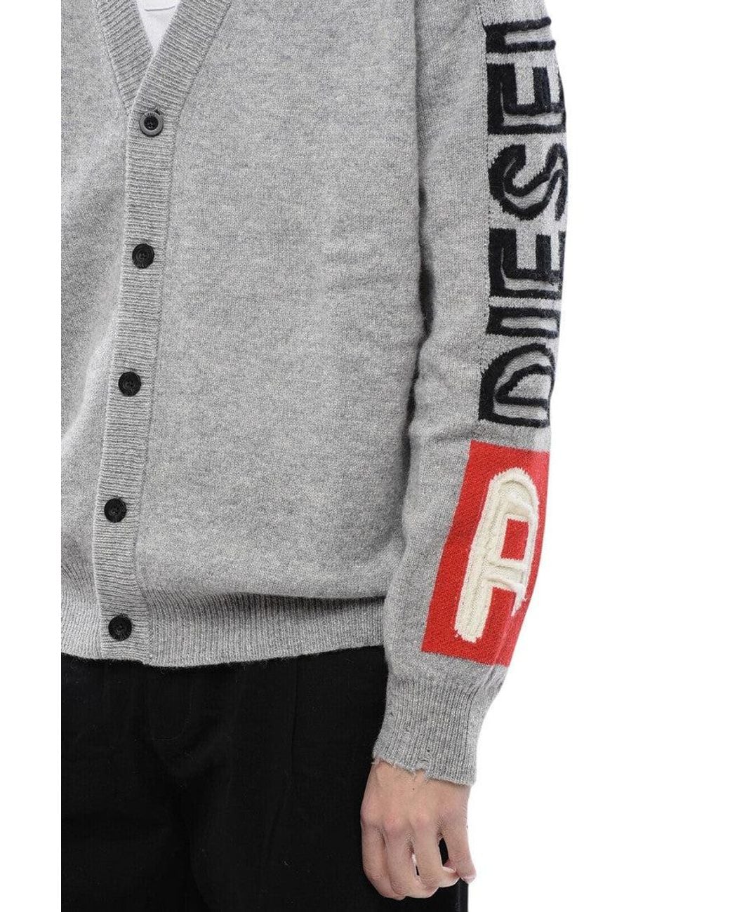 DIESEL Gray V Neck Cardigan for men
