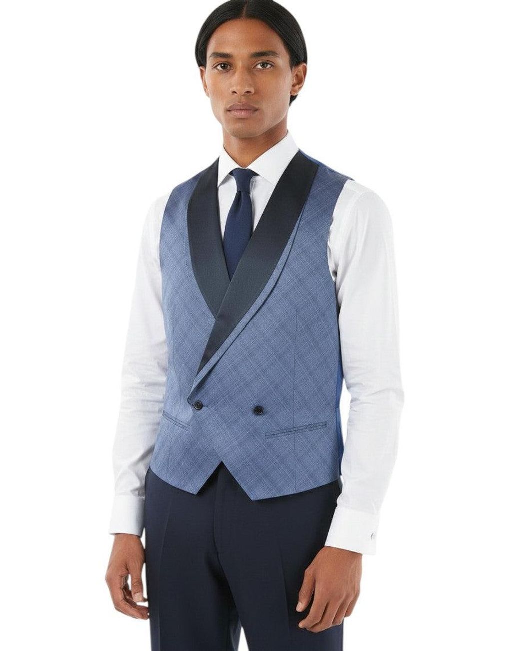 Corneliani Blue Shawl Lapel Waistcoat for men