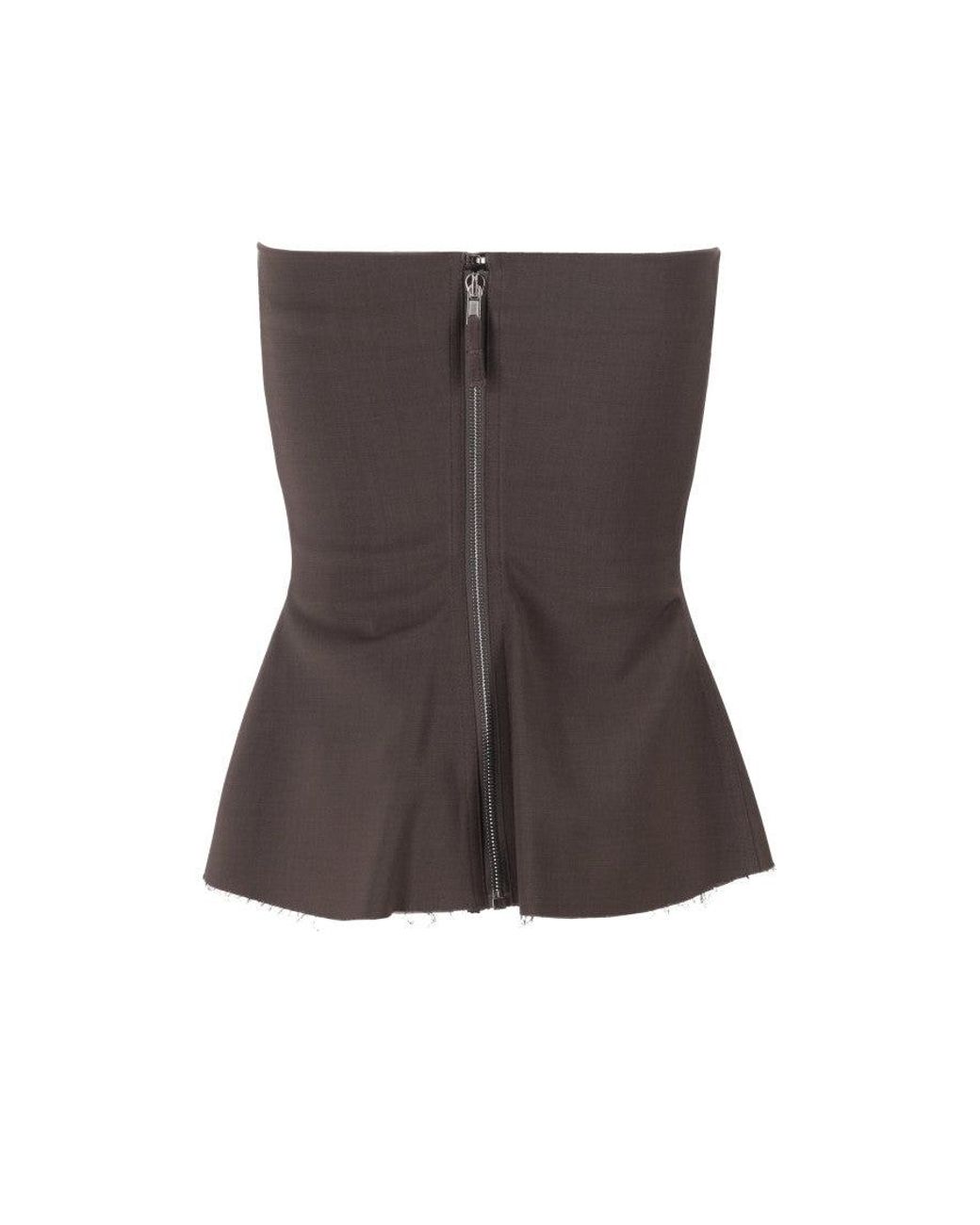 Rick Owens Brown Strapless Panelled Design Top