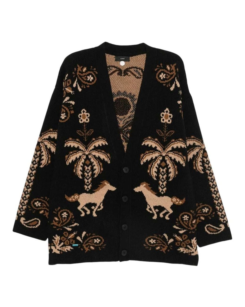 Alanui Black V Neck Cardigan for men