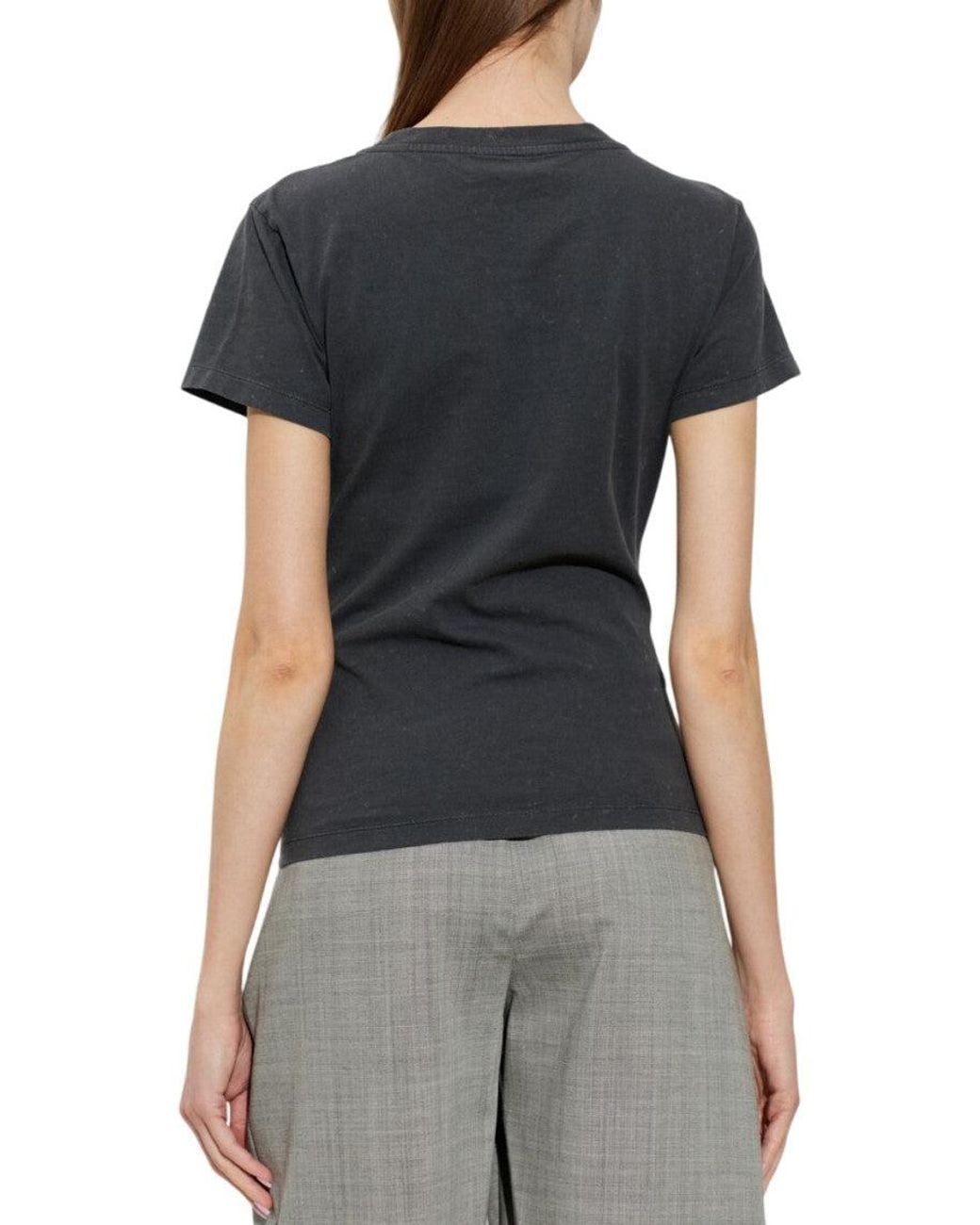 Ganni Green Graphic Crew Neck T-Shirt