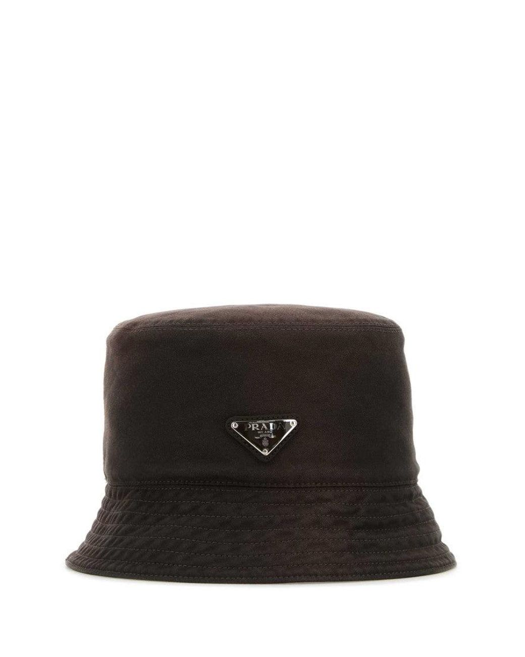 Prada Black Cotton Bucket Hat for men