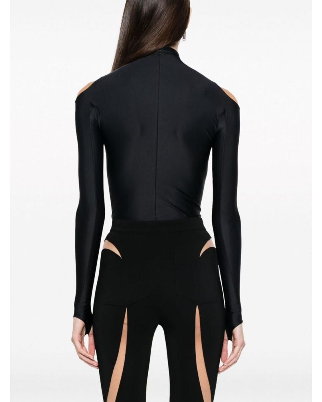 Mugler Black Eco Sport Lycra Bodysuit