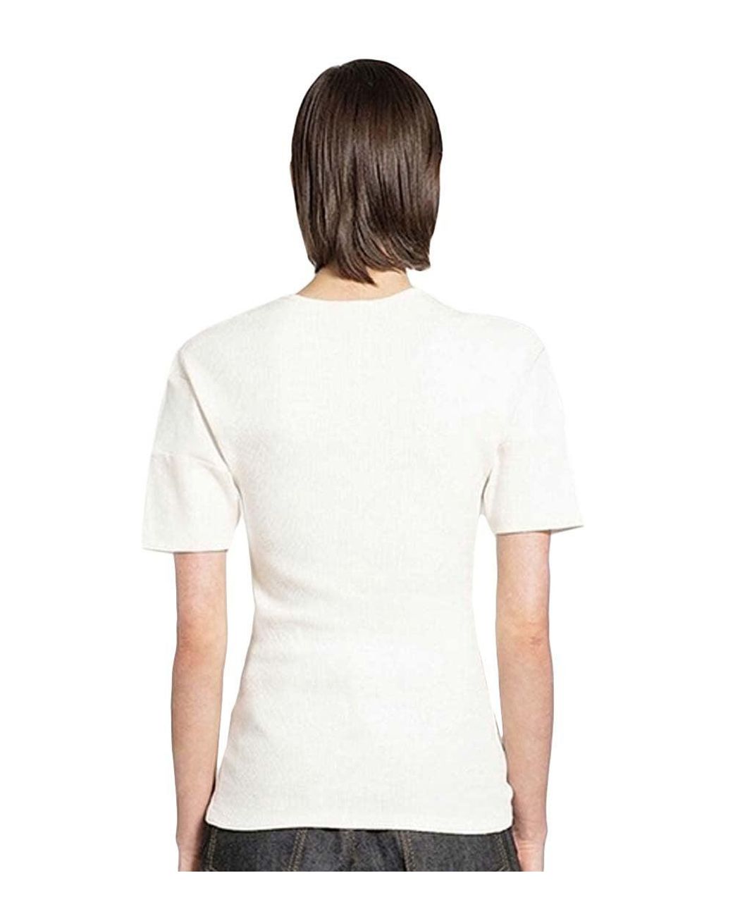 Lemaire White Round Neck Ribbed T-Shirt
