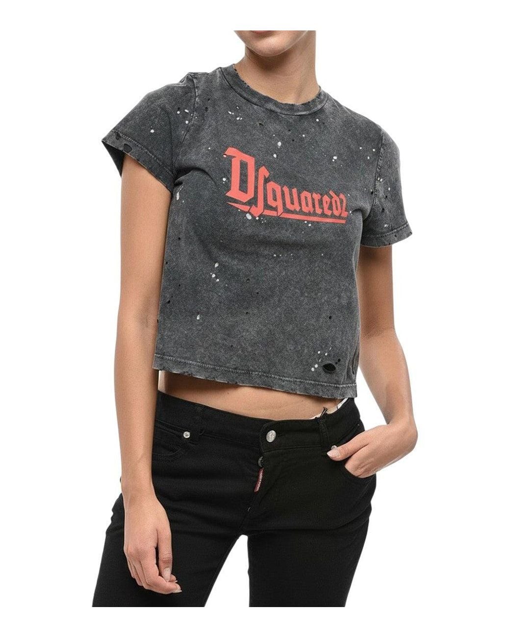 DSquared² Gray Logo Crew Neck T-Shirt