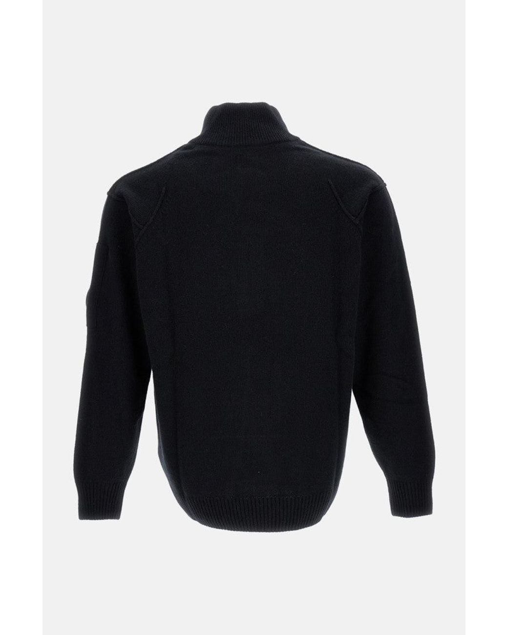 C P Company Blue Half Zip Logo Sweater for men