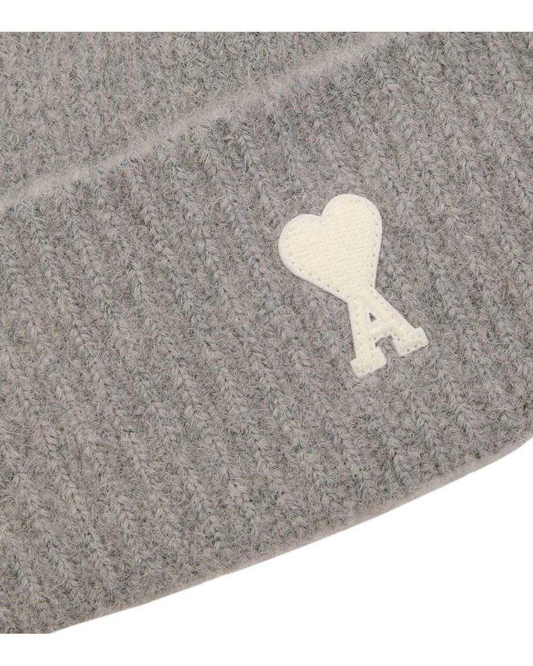 AMI Gray Logo Beanie Cap for men
