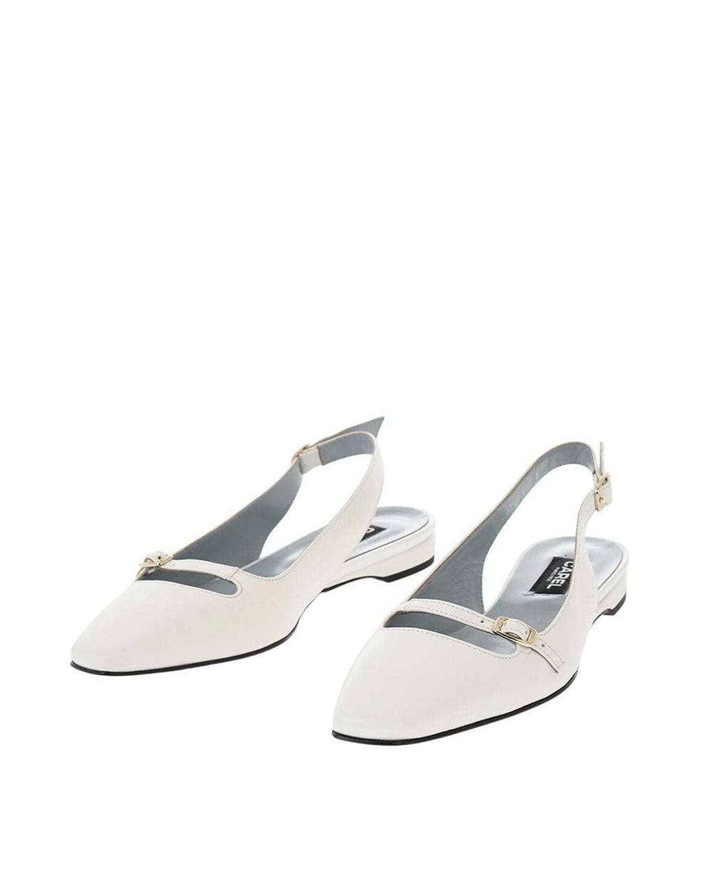 CAREL PARIS White Off Leather Ballet Flats