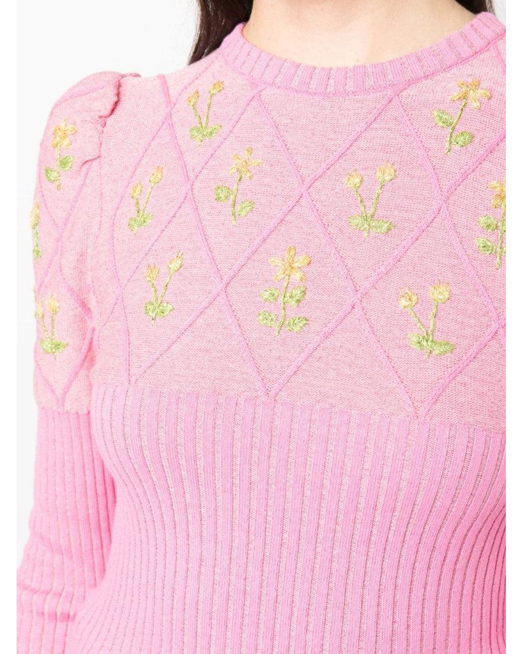 Cormio Pink Light Embroidered Glitter-Cotton T-Shirt