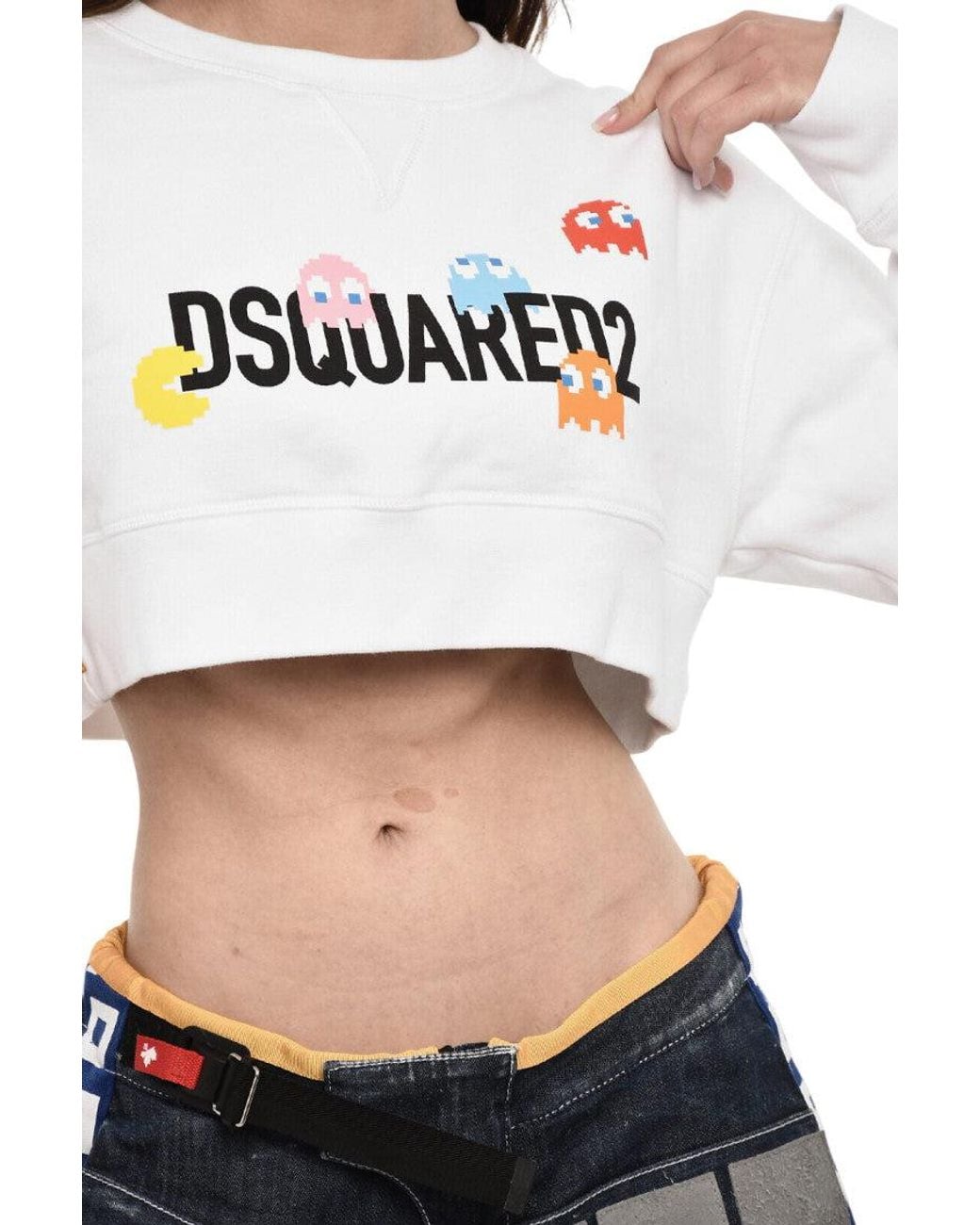 DSquared² White Graphic Crew Neck Sweatshirt