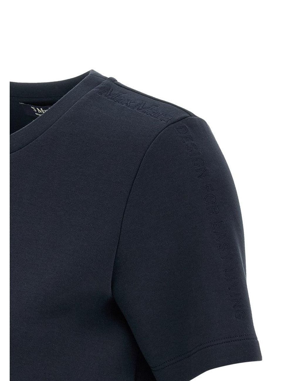 Max Mara Blue Crew Neck Embroidered T-Shirt