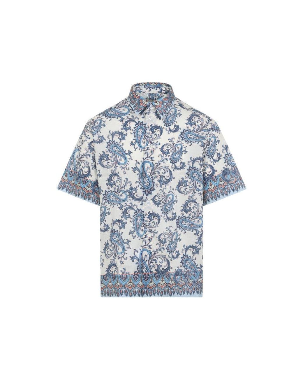 Etro Blue Regular Paisley Shirt for men