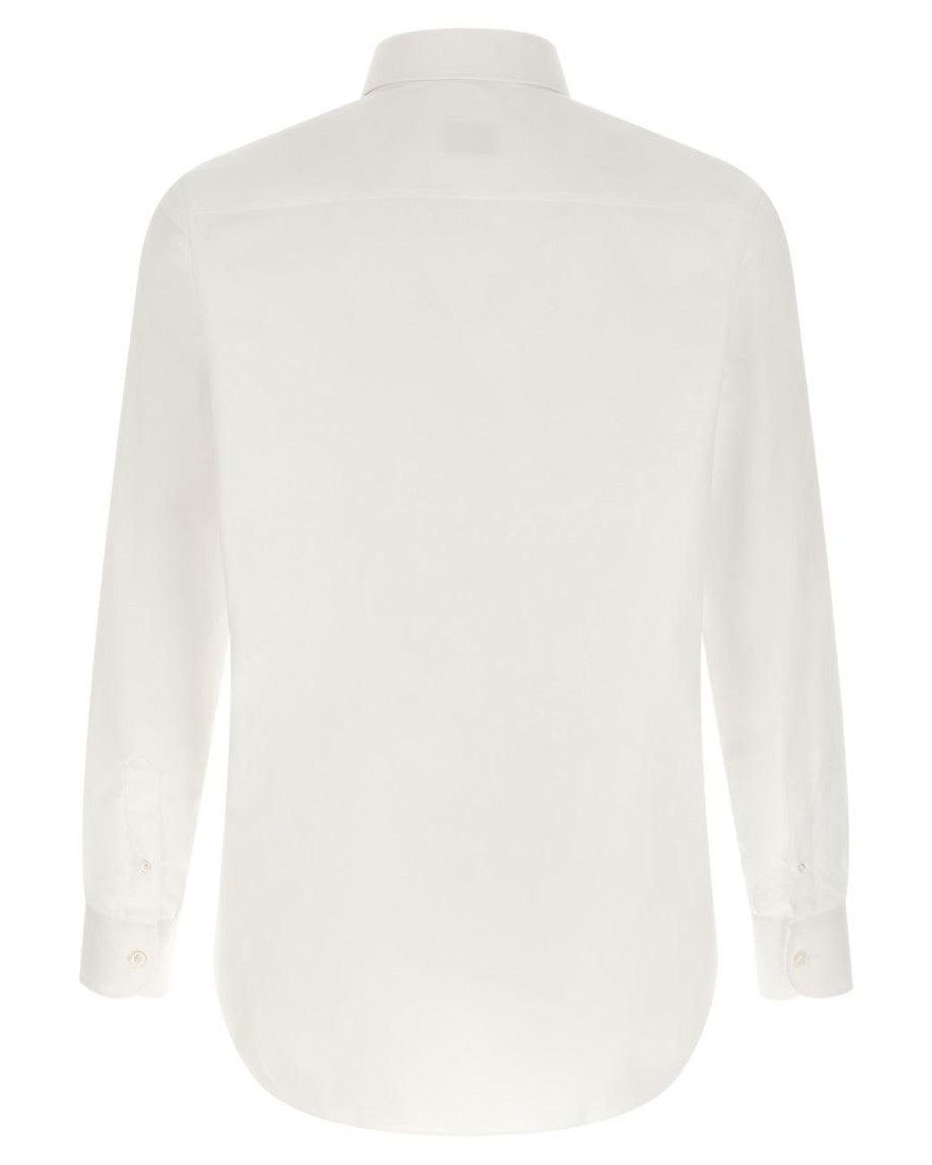 Brioni White Regular Solid Shirt for men