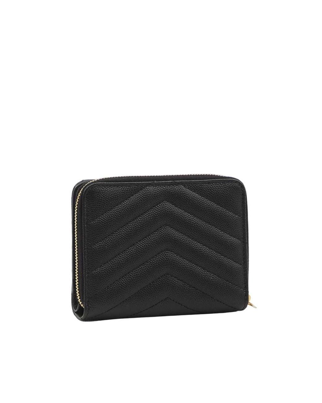 Saint Laurent Black Cassandre Logo Wallet