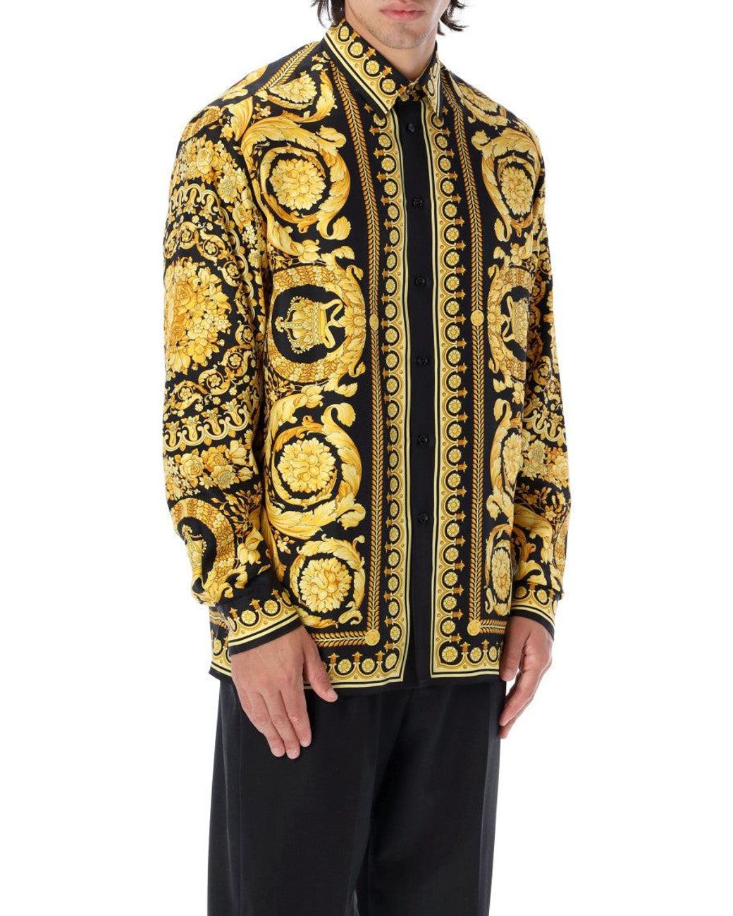 Versace Black Relaxed Printed Shirt for men