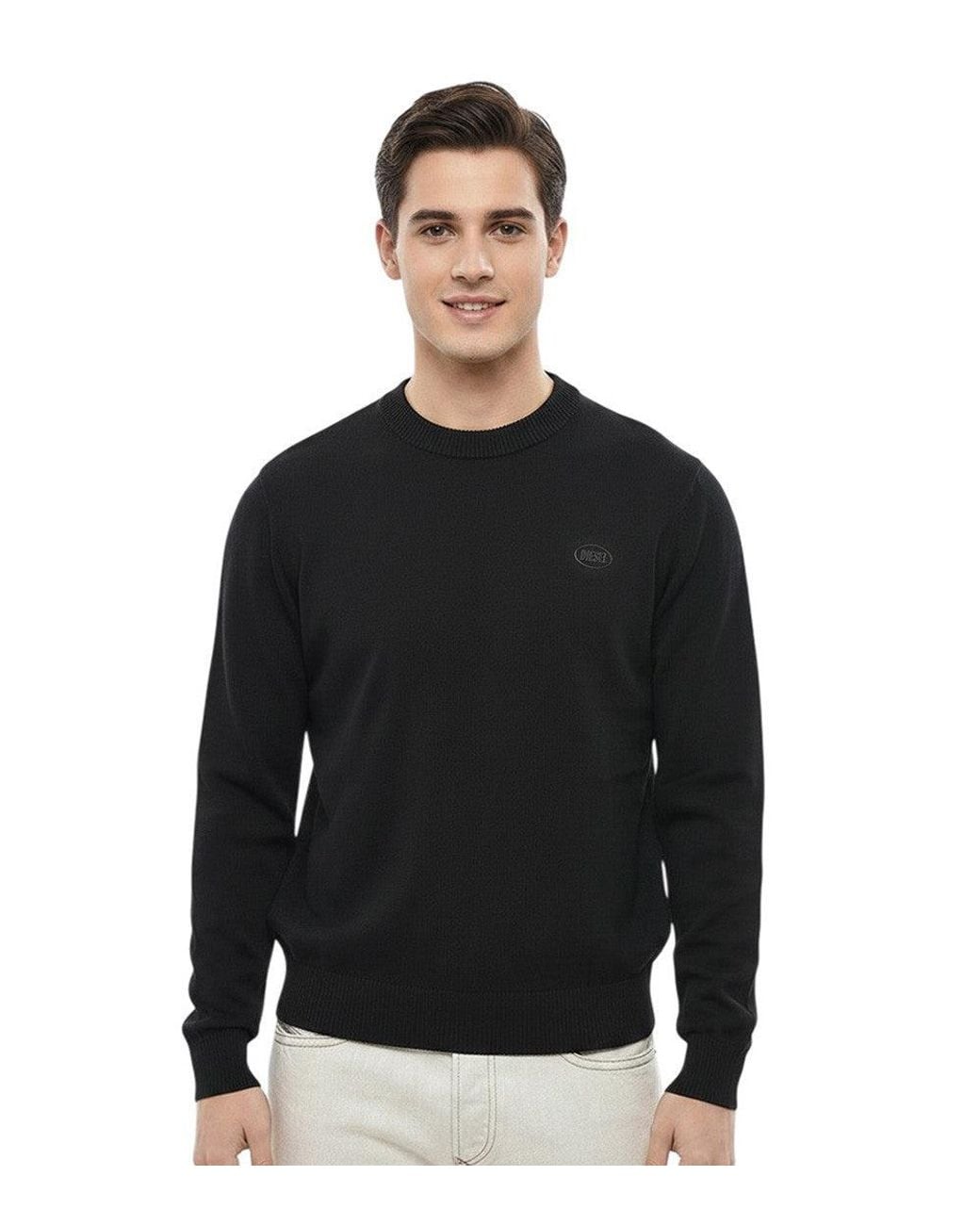 DIESEL Black Crew Neck Sweater for men
