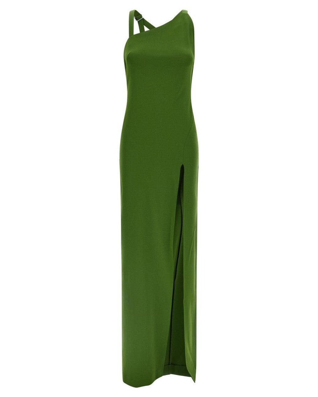 The Attico Green Side Slit Strap Dress