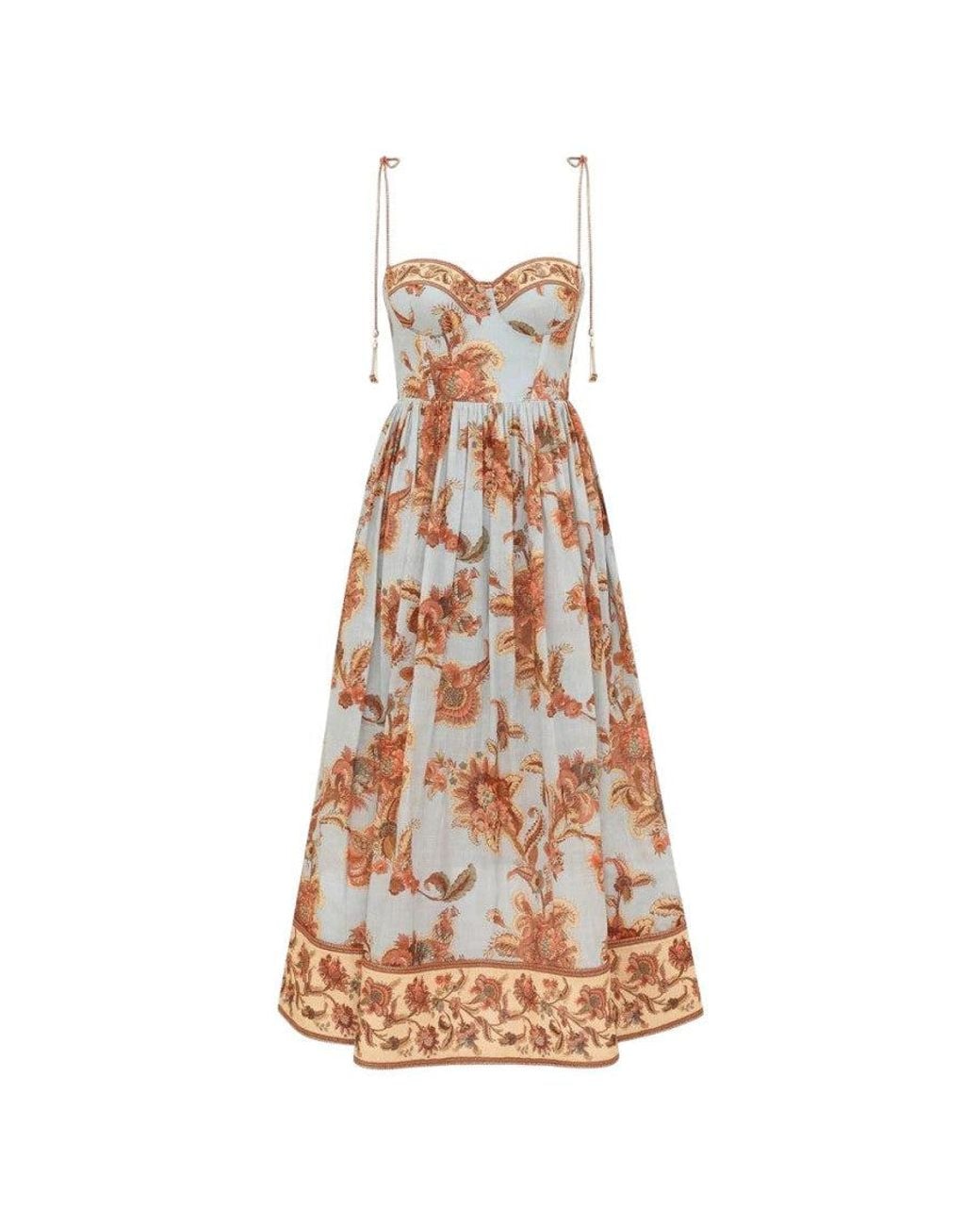 Zimmermann White Floral Sweet Heart Neck Maxi Dress