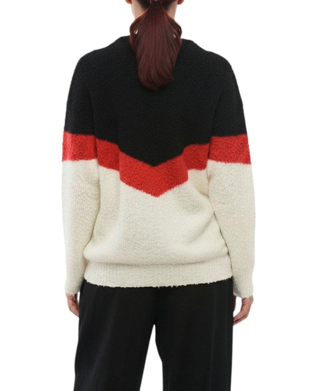 Stella McCartney Black Color Block Crew Neck Sweater