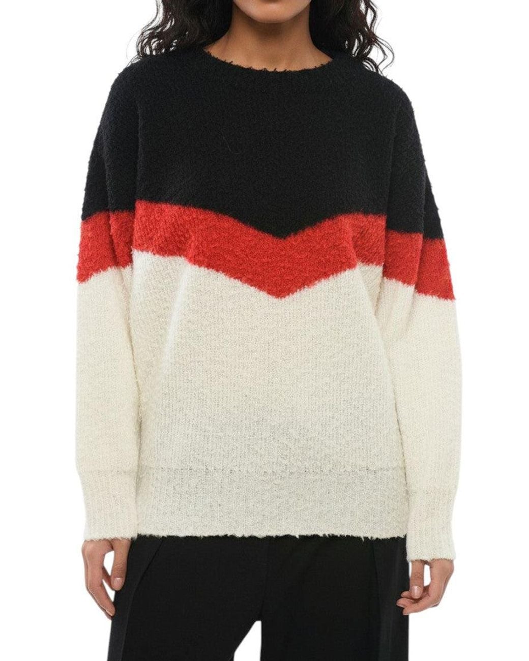 Stella McCartney Black Color Block Crew Neck Sweater